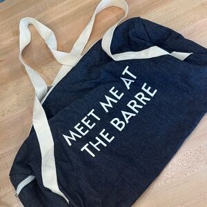 Denim Blue Tote Bag with White Straps